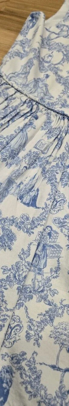 Disney Girls Blue & White Toile Print Beauty And The Beadt Sleeveless Dress